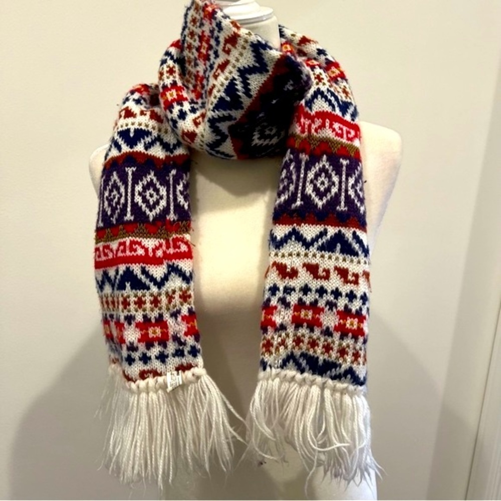 Vintage Hanes Fair Isle Fringe Scarf - Picture 2 of 9